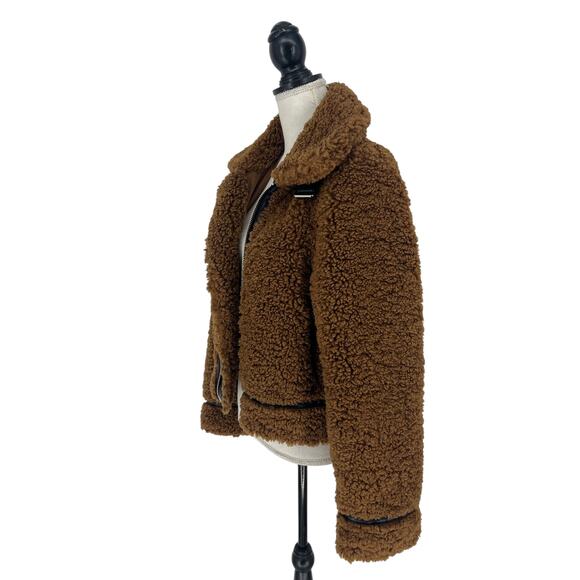 Stand Studio Audrey Brown Shearling Jacket with Black Accents - Picture 12 of 16
